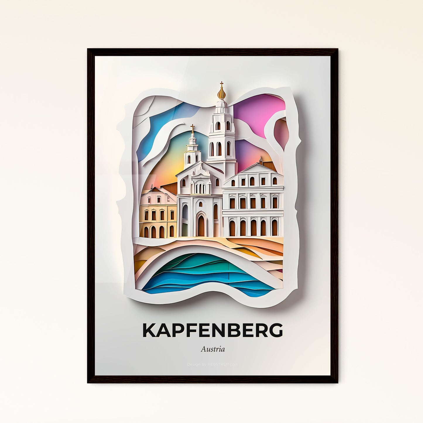 Vivid Kapfenberg, Austria - a paper cut of a church with a river in front of it