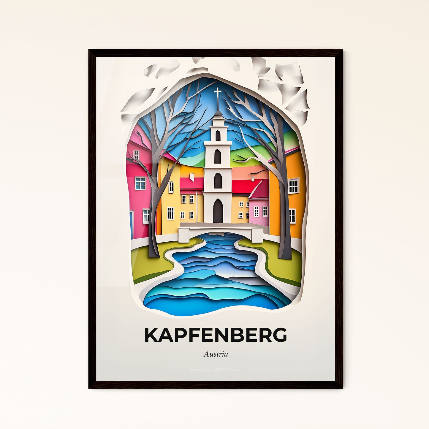 Vivid Kapfenberg, Austria - a paper cut of a church and a river