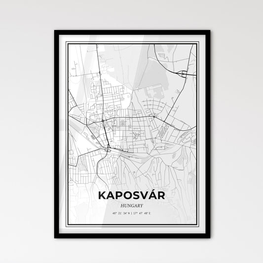 Kaposvár Hungary - Scandinavian Style City Map for Modern Home Decor