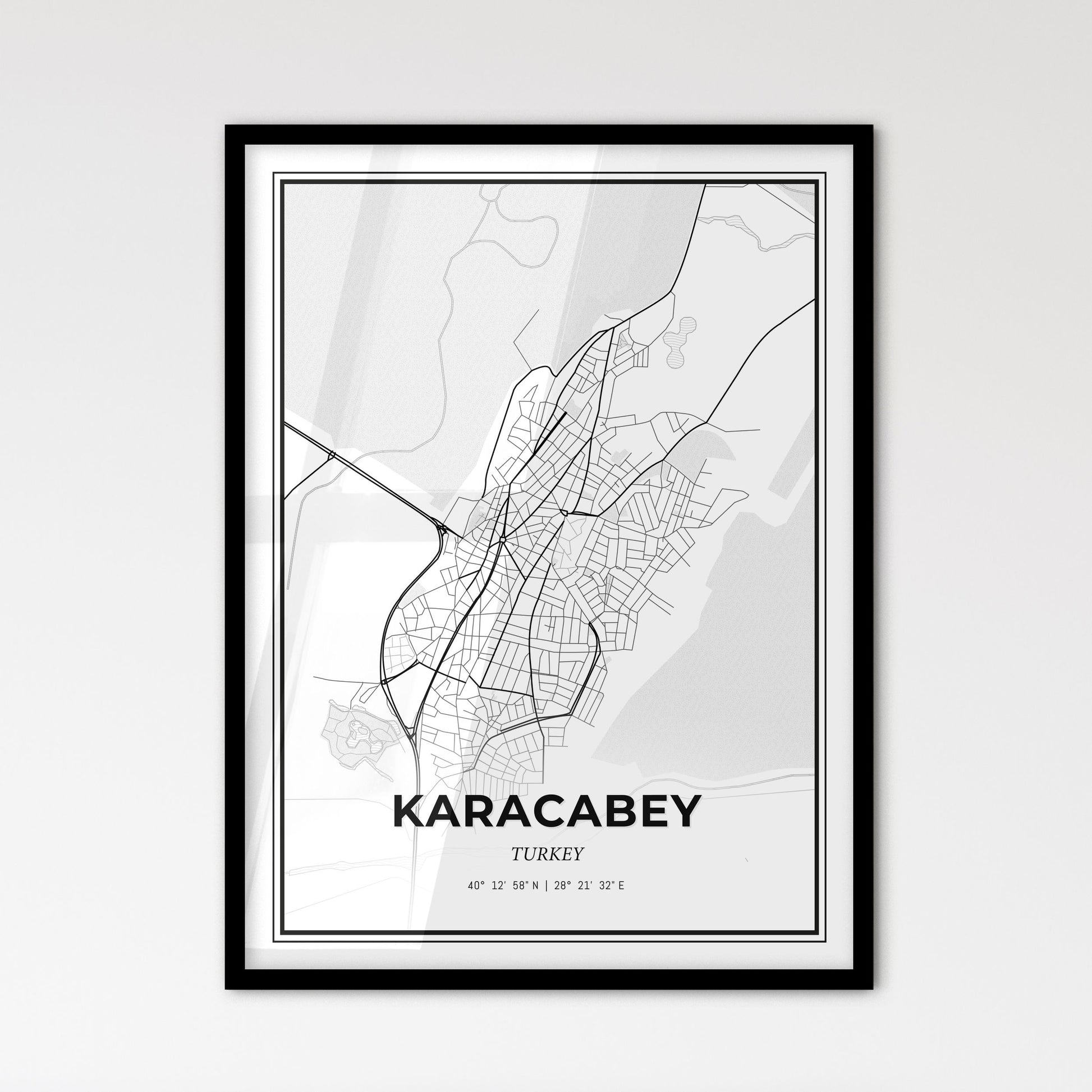 Karacabey Turkey - Scandinavian Style City Map for Modern Home Decor