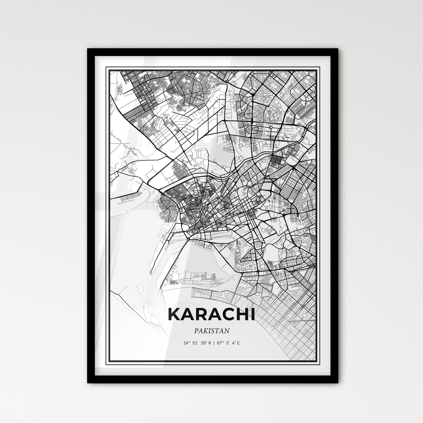 Karachi Pakistan - Scandinavian Style City Map for Modern Home Decor