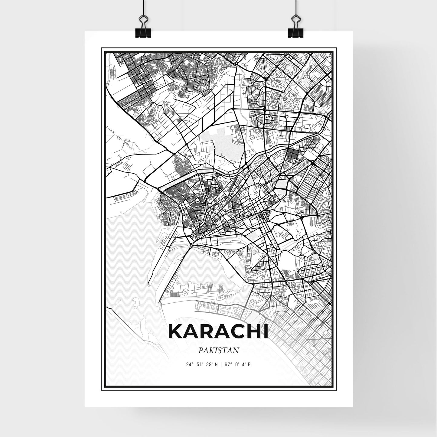 Karachi Pakistan - Premium City Map Poster