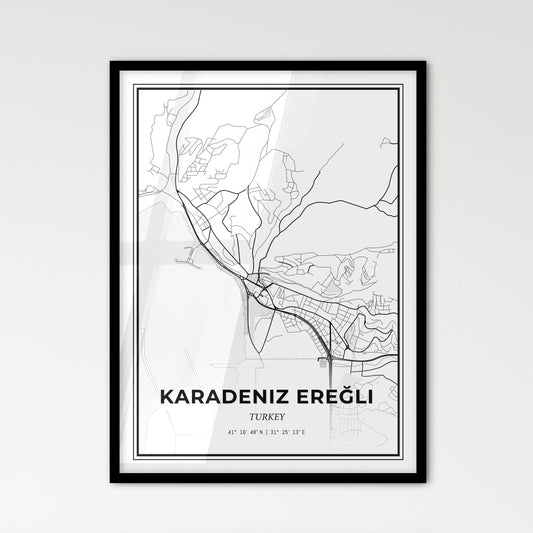 Karadeniz Ereğli Turkey - Scandinavian Style City Map for Modern Home Decor