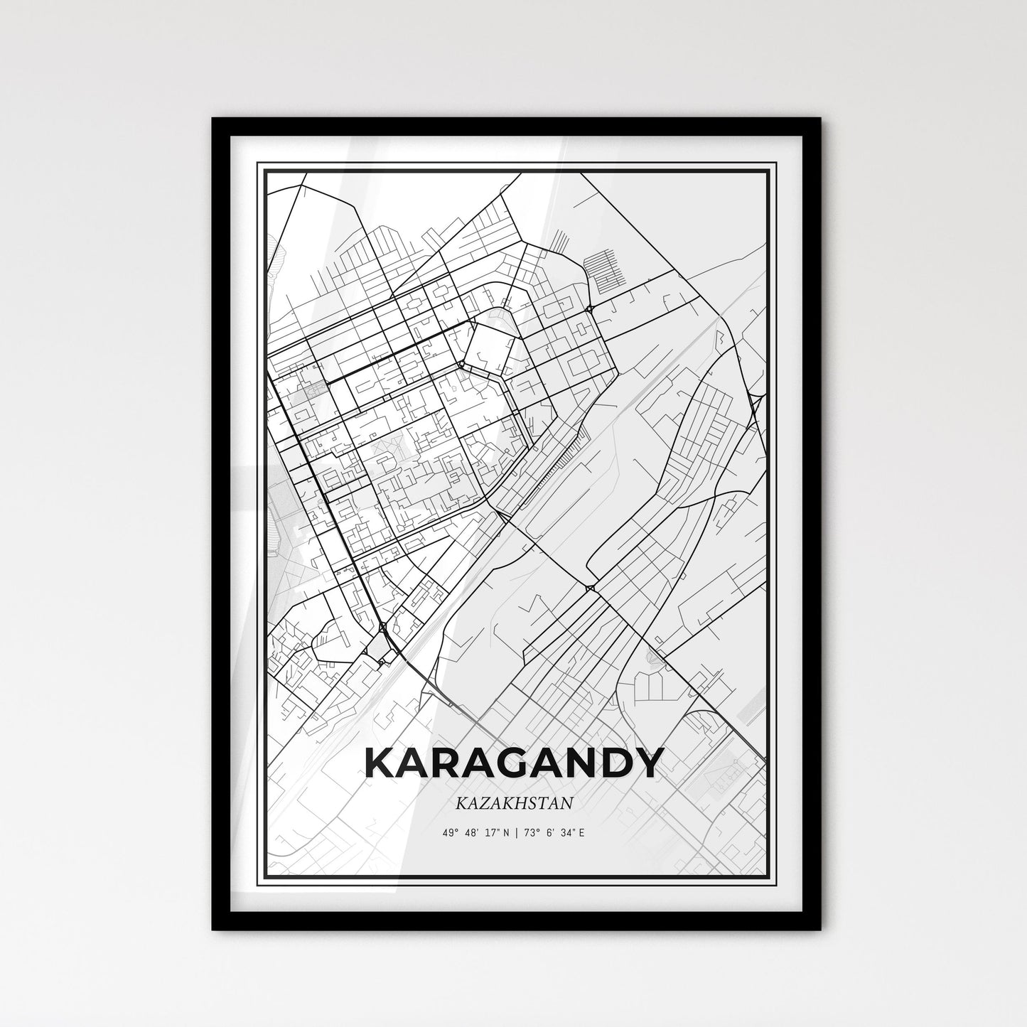 Karagandy Kazakhstan - Scandinavian Style City Map for Modern Home Decor