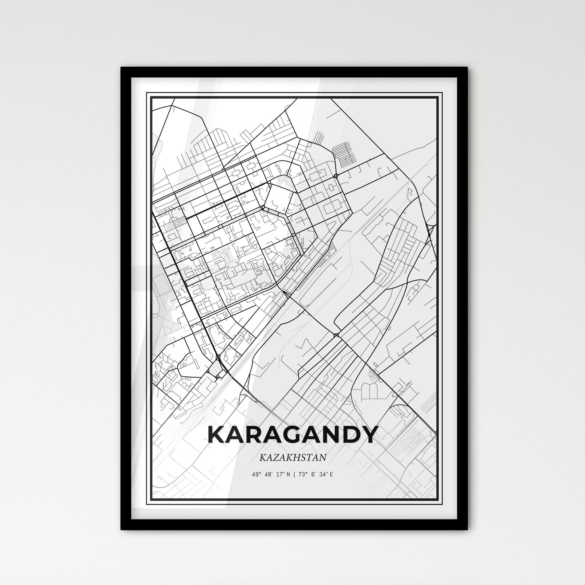 Karagandy Kazakhstan - Scandinavian Style City Map for Modern Home Decor