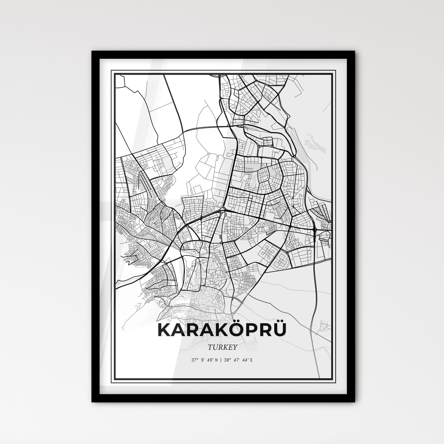 Karaköprü Turkey - Scandinavian Style City Map for Modern Home Decor