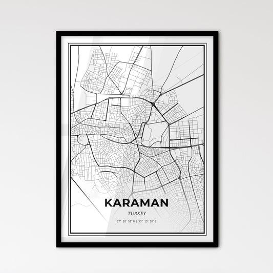 Karaman Turkey - Scandinavian Style City Map for Modern Home Decor