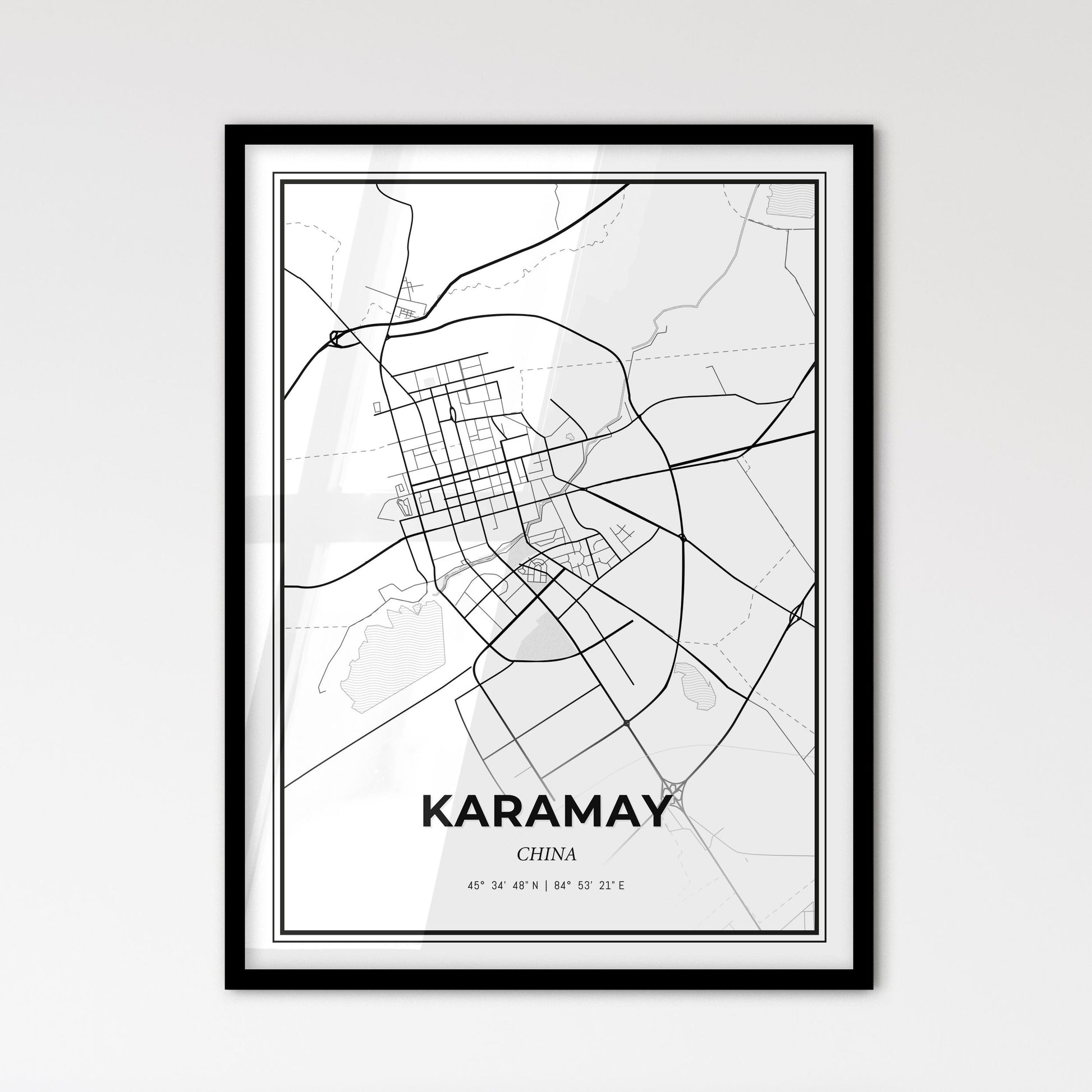 Karamay China - Scandinavian Style City Map for Modern Home Decor