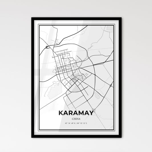 Karamay China - Scandinavian Style City Map for Modern Home Decor