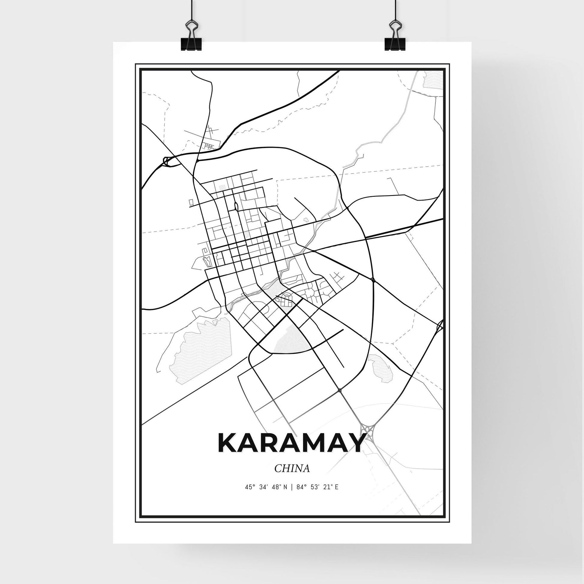 Karamay China - Premium City Map Poster