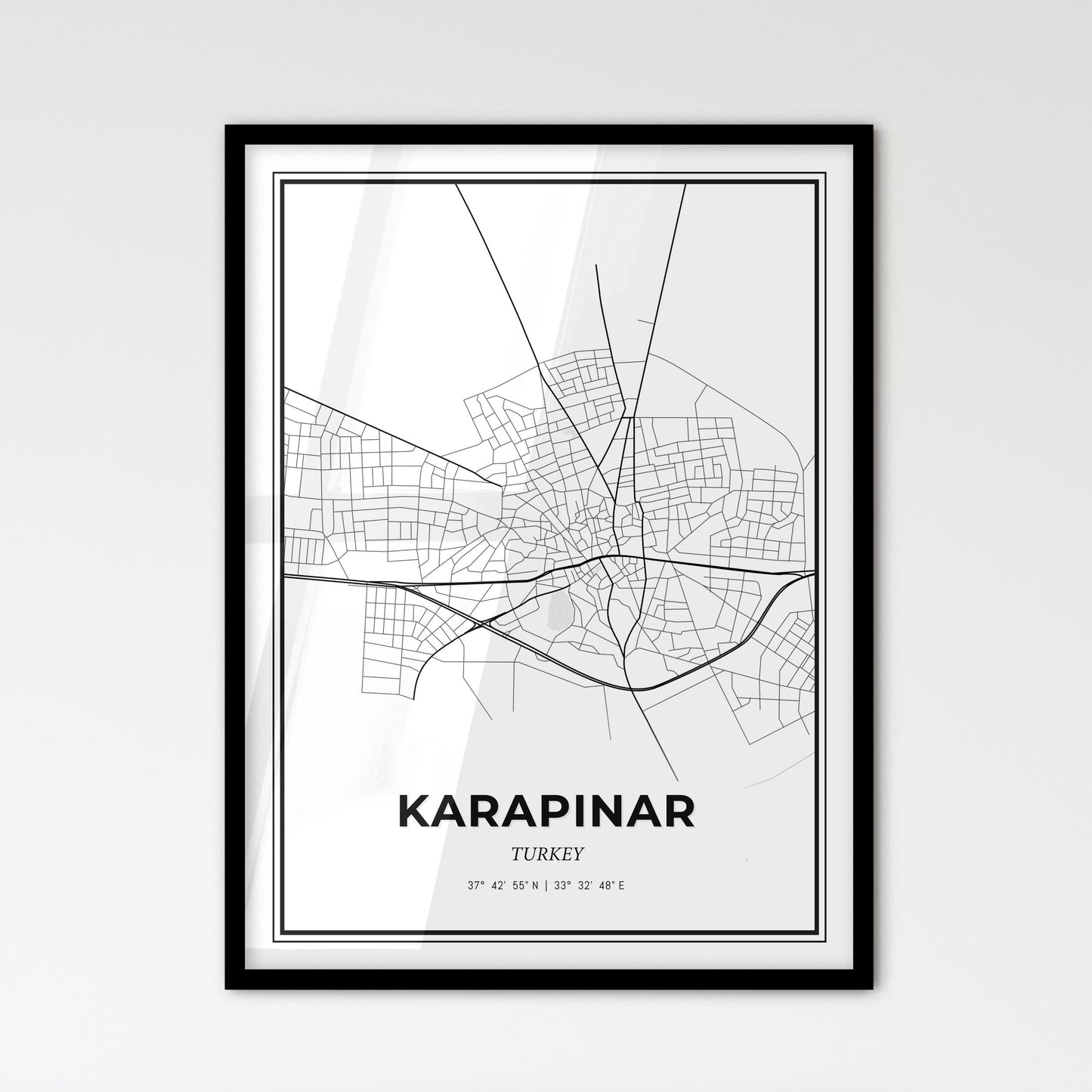 Karapınar Turkey - Scandinavian Style City Map for Modern Home Decor