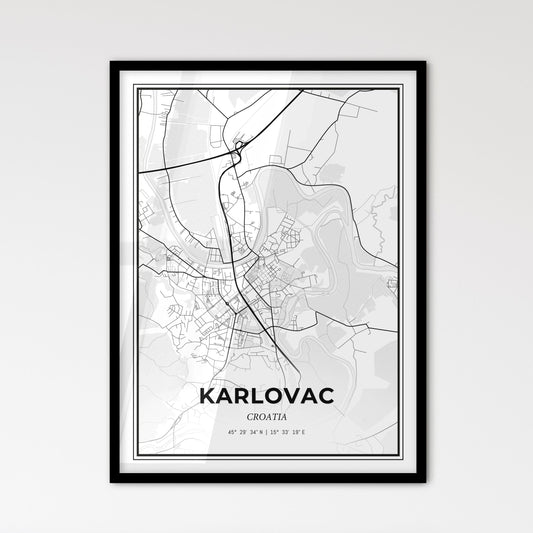 Karlovac  Croatia - Scandinavian Style City Map for Modern Home Decor