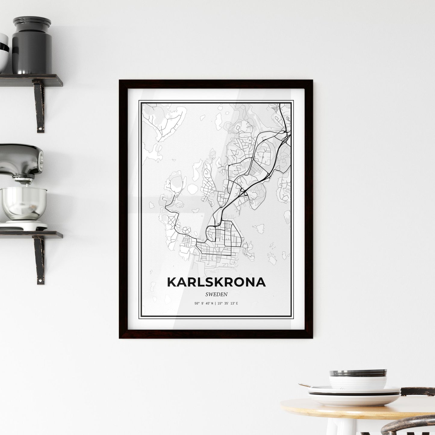 Karlskrona Sweden - Minimal City Map