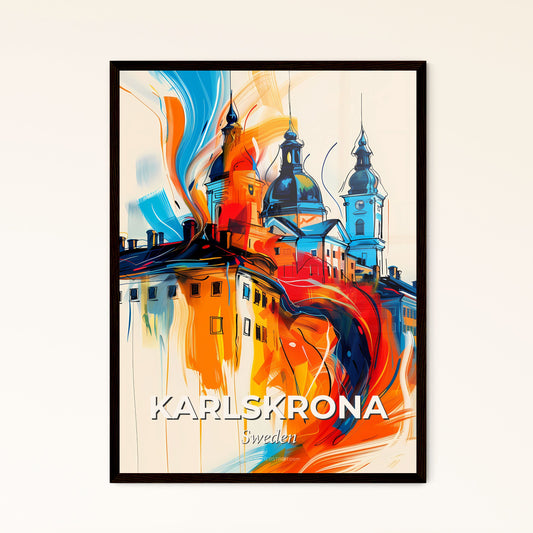 Vibrant Karlskrona, Sweden - A Painting Of A Building With Towers And Towers