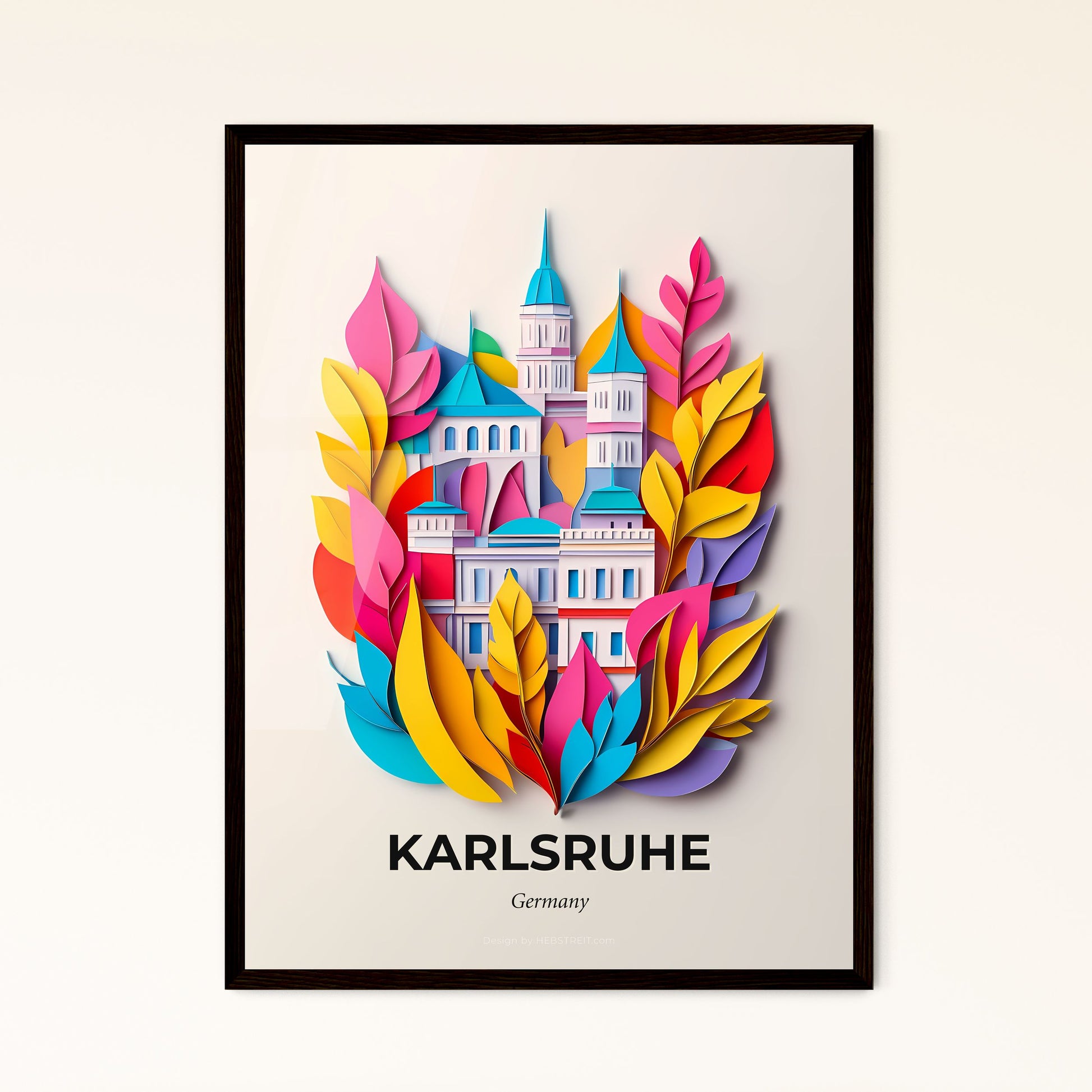 Vivid Karlsruhe, Germany - a castle surrounded by colorful leaves on a white background