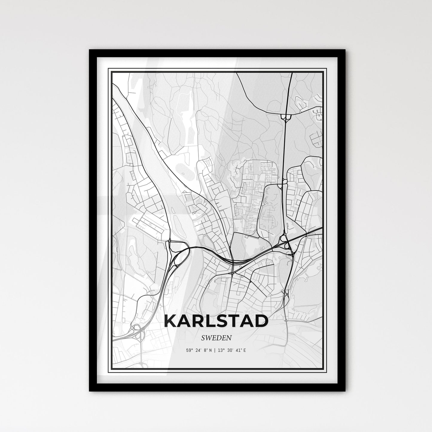 Karlstad Sweden - Scandinavian Style City Map for Modern Home Decor