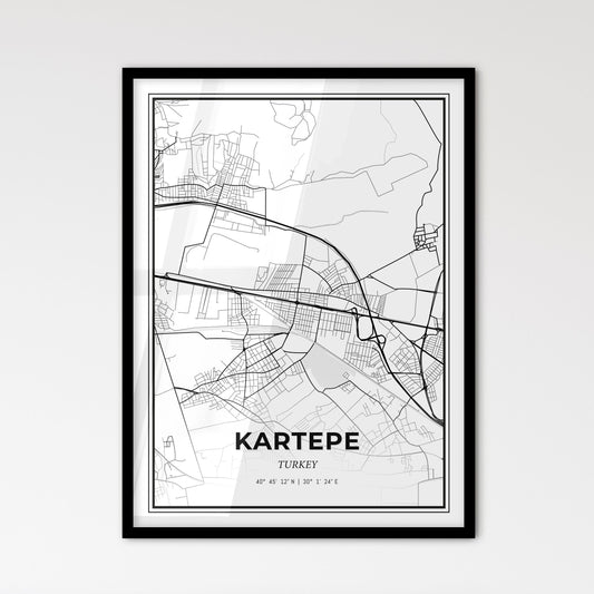 Kartepe Turkey - Scandinavian Style City Map for Modern Home Decor