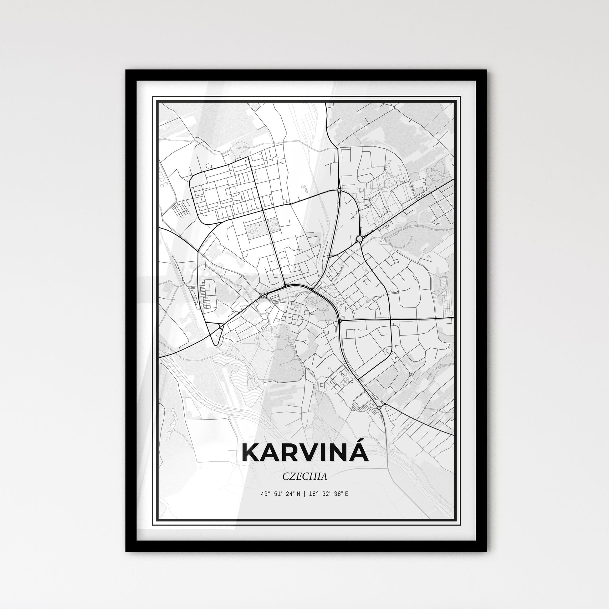  Karviná Czechia - Scandinavian Style City Map for Modern Home Decor