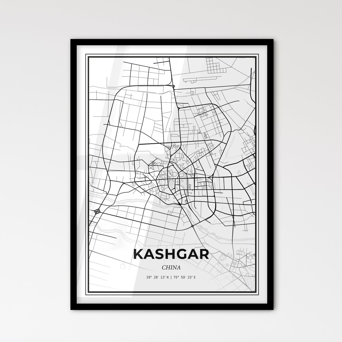 Kashgar China - Scandinavian Style City Map for Modern Home Decor