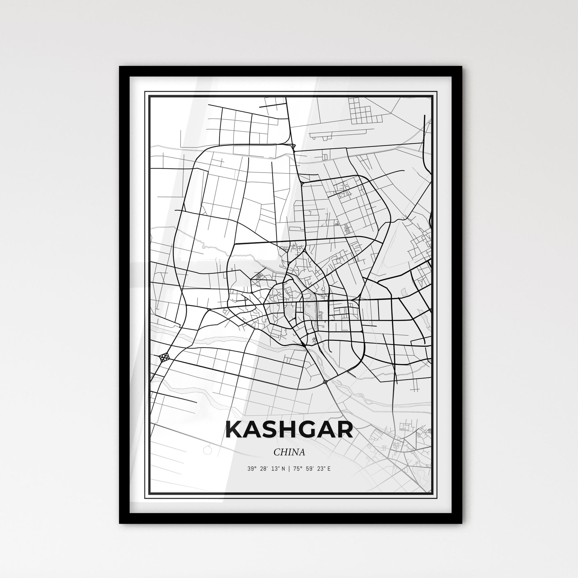 Kashgar China - Scandinavian Style City Map for Modern Home Decor