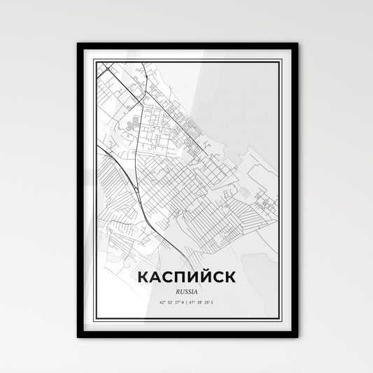 Kaspiysk Russia - Scandinavian Style City Map for Modern Home Decor