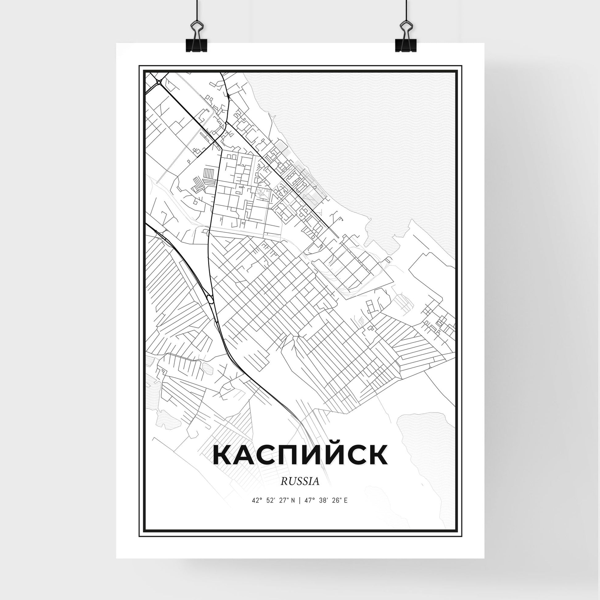 Kaspiysk Russia - Premium City Map Poster