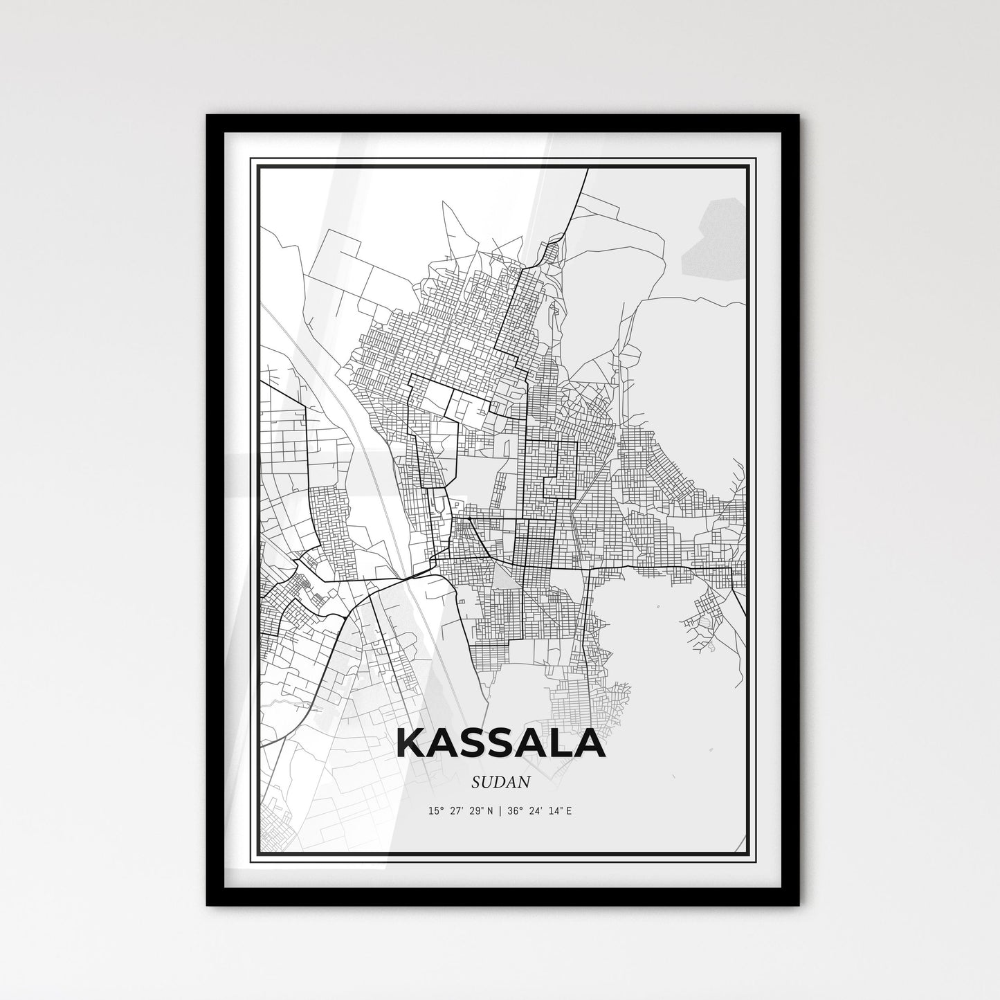 Kassala Sudan - Scandinavian Style City Map for Modern Home Decor