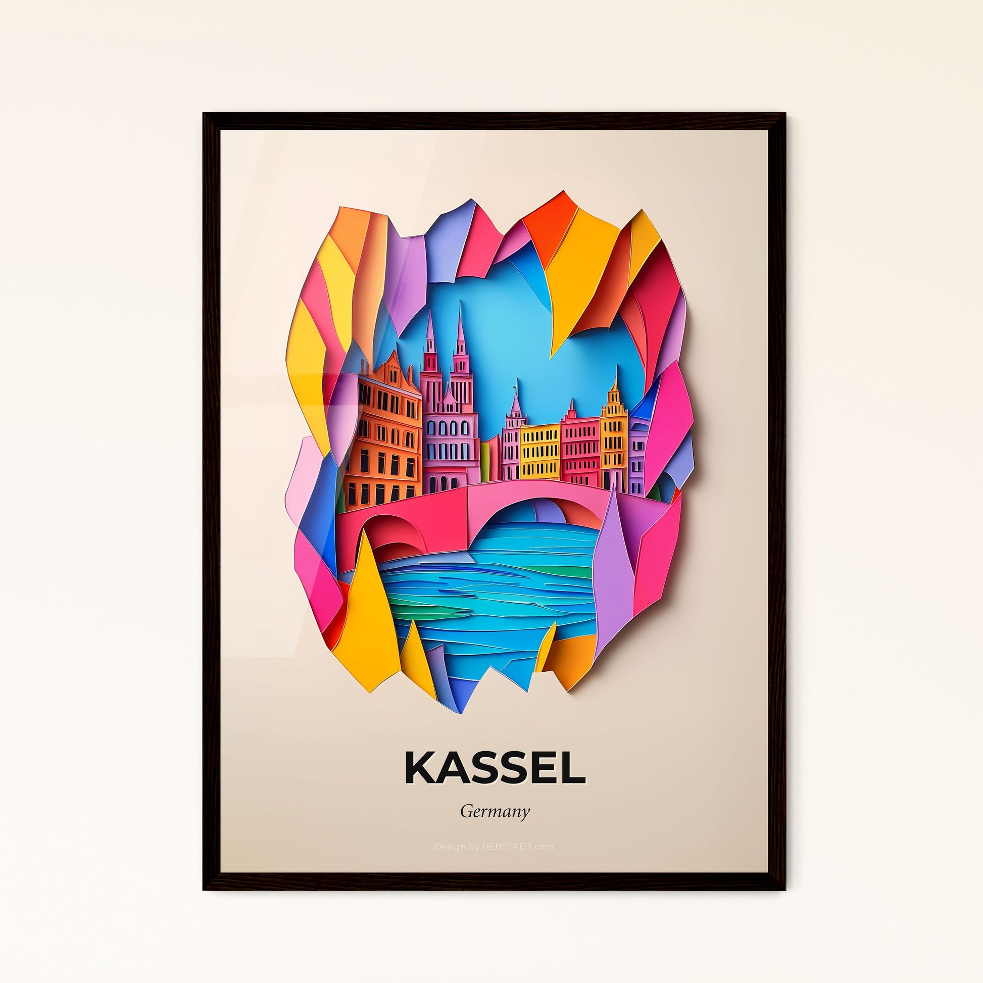 Vivid Kassel, Germany - a paper cut of a city with a bridge