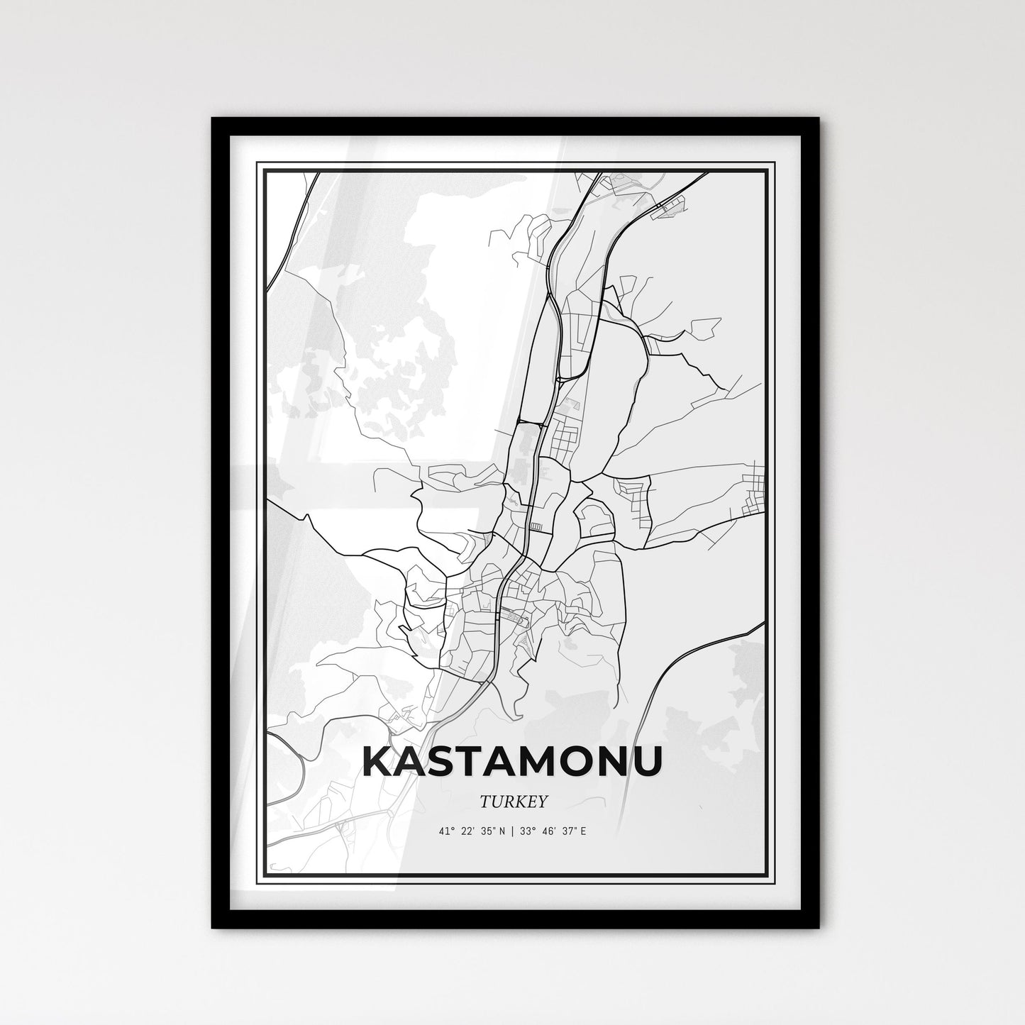 Kastamonu Turkey - Scandinavian Style City Map for Modern Home Decor