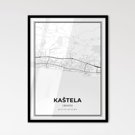 Kaštela Croatia - Scandinavian Style City Map for Modern Home Decor