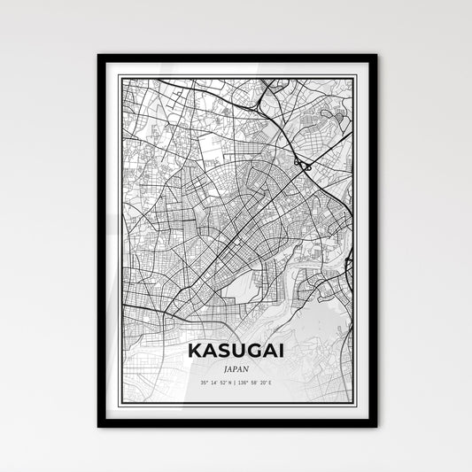 Kasugai Japan - Scandinavian Style City Map for Modern Home Decor