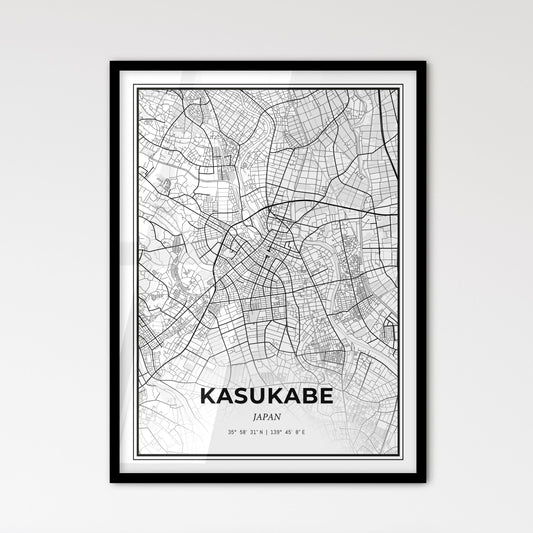 Kasukabe Japan - Scandinavian Style City Map for Modern Home Decor