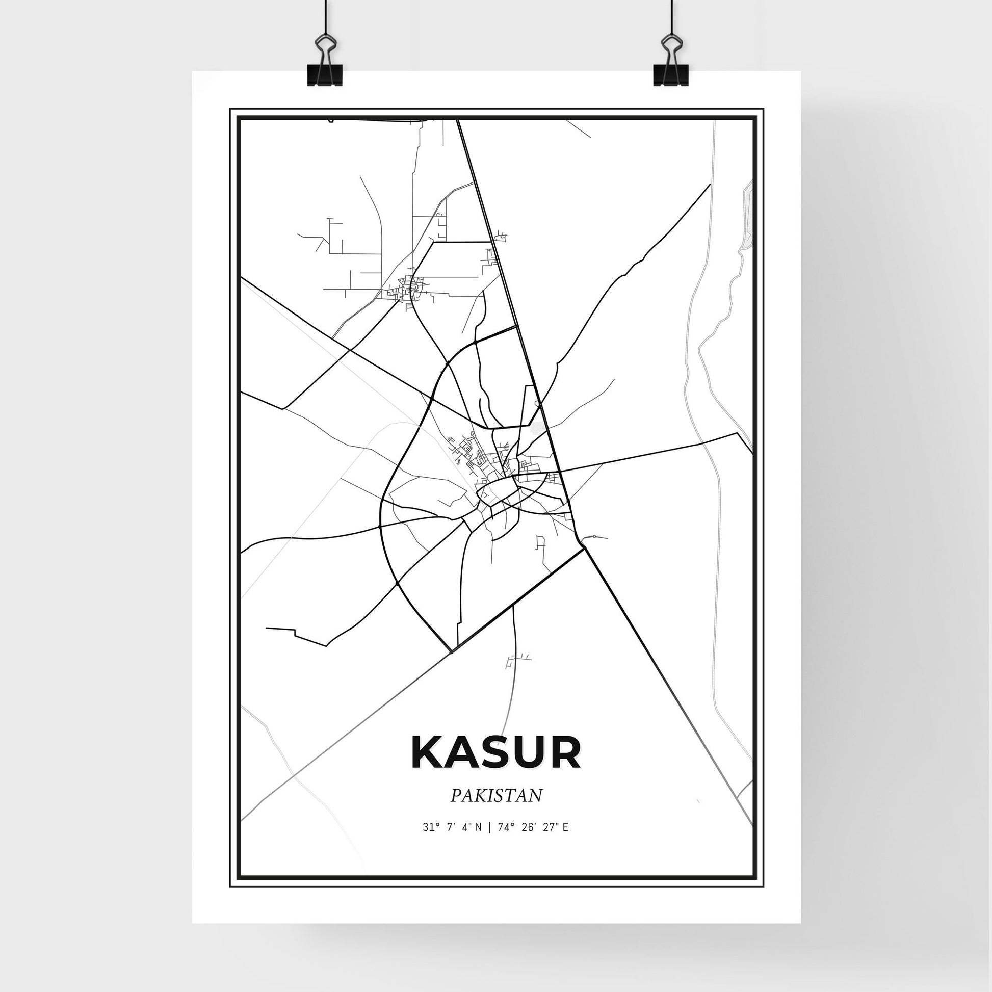 Kasur Pakistan - Premium City Map Poster