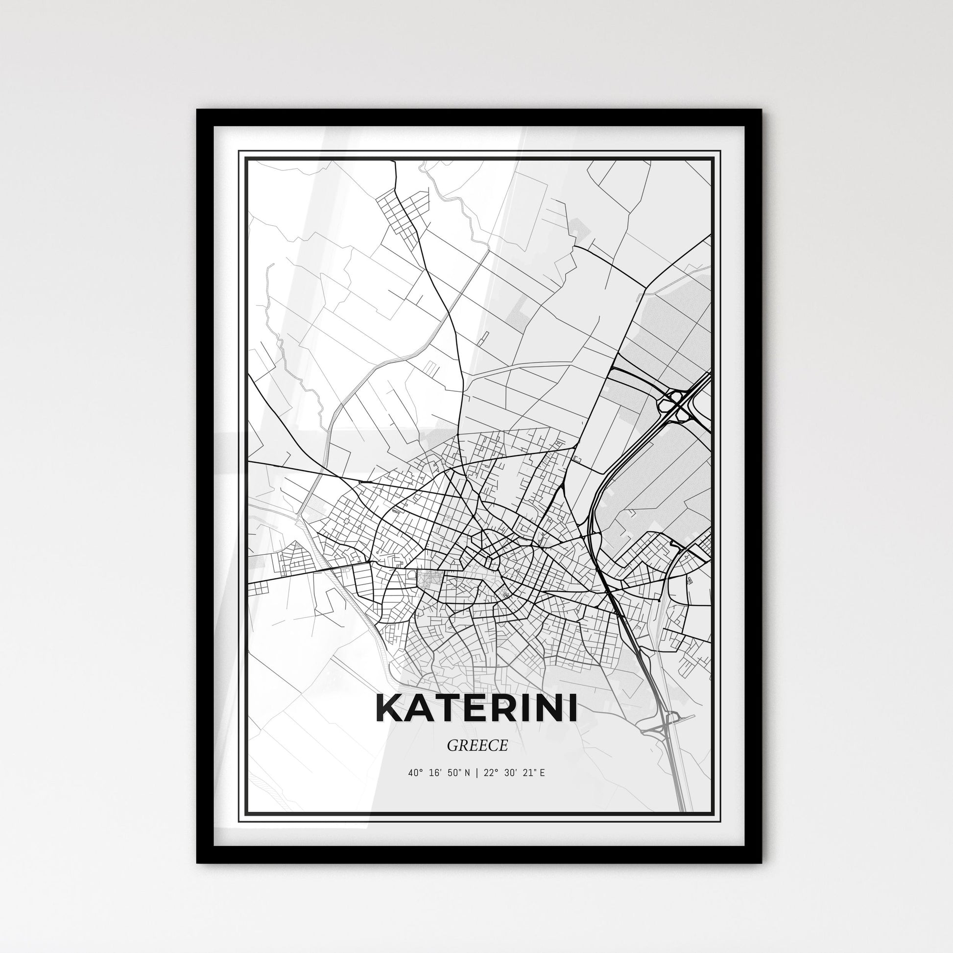 Katerini Greece - Scandinavian Style City Map for Modern Home Decor