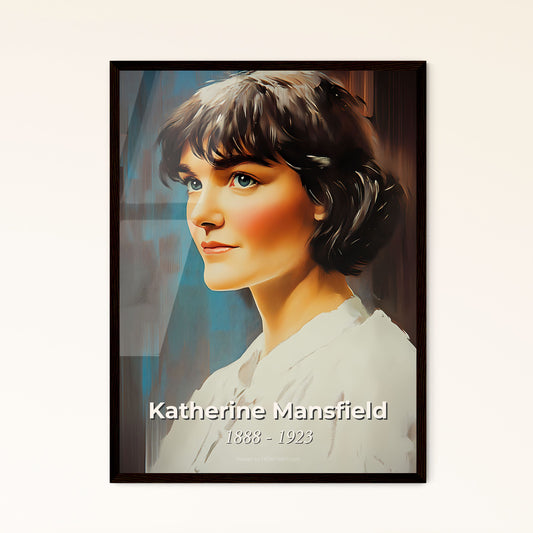 Portrait of Katherine Mansfield, 1888 - 1923. Impressionistic painting of a woman with short hair.