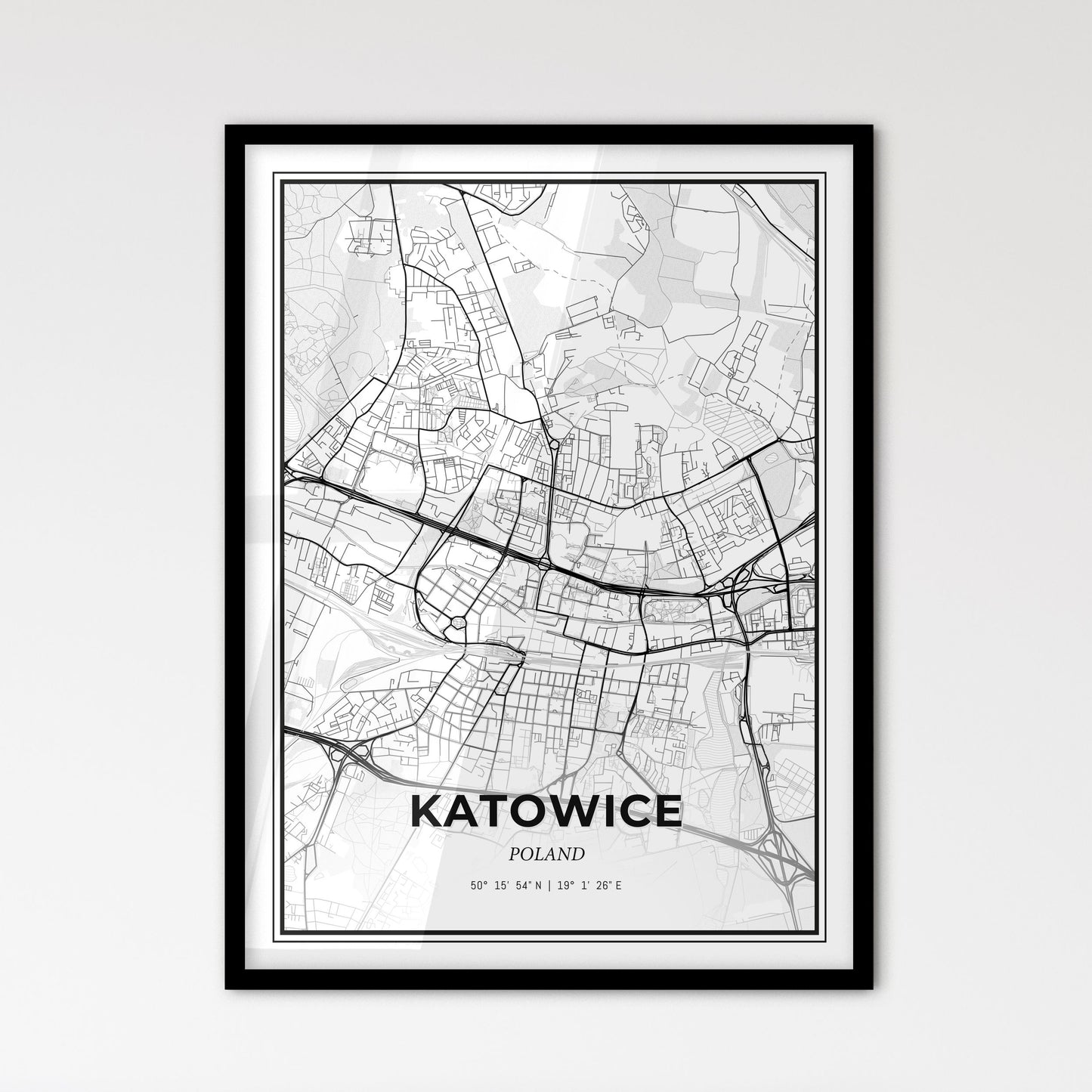 Katowice Poland - Scandinavian Style City Map for Modern Home Decor