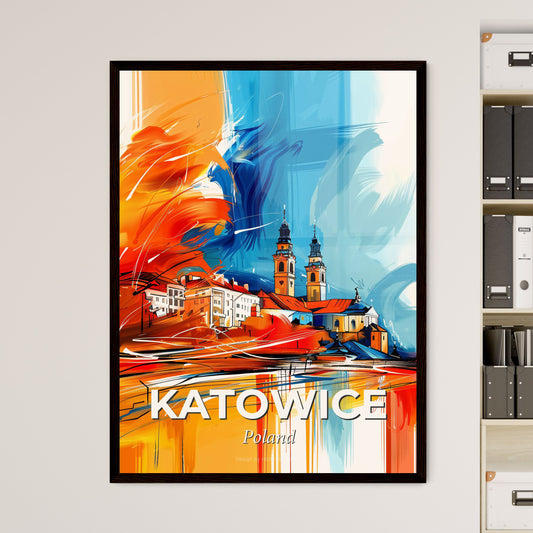 Vibrant Katowice, Poland - A Painting Of A Building With A Colorful Background