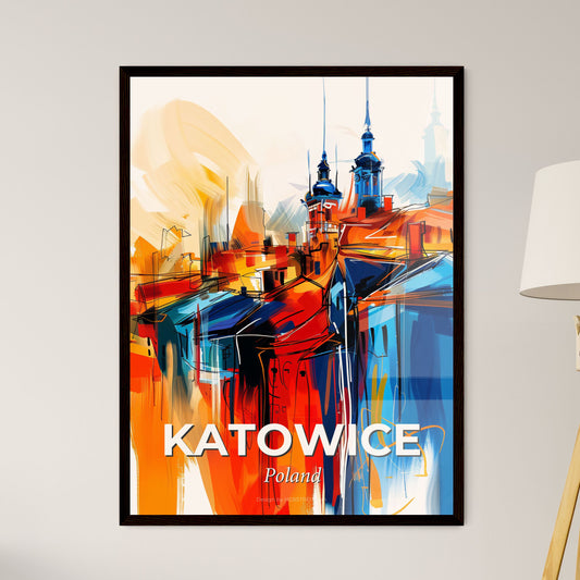 Vibrant Katowice, Poland - A Painting Of Buildings And Towers