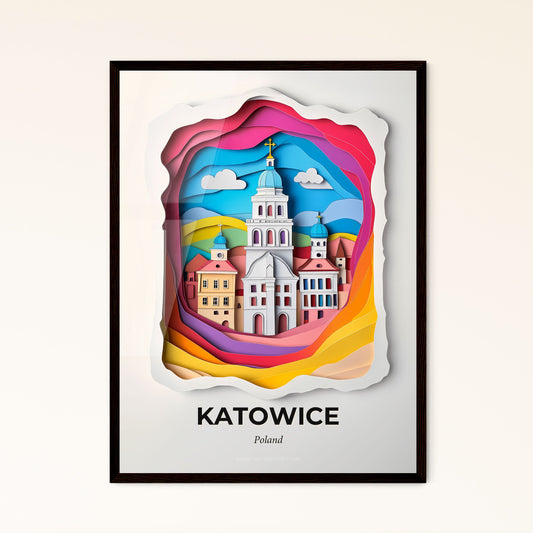 Vivid Katowice, Poland - a paper cut of a church with a cross on top