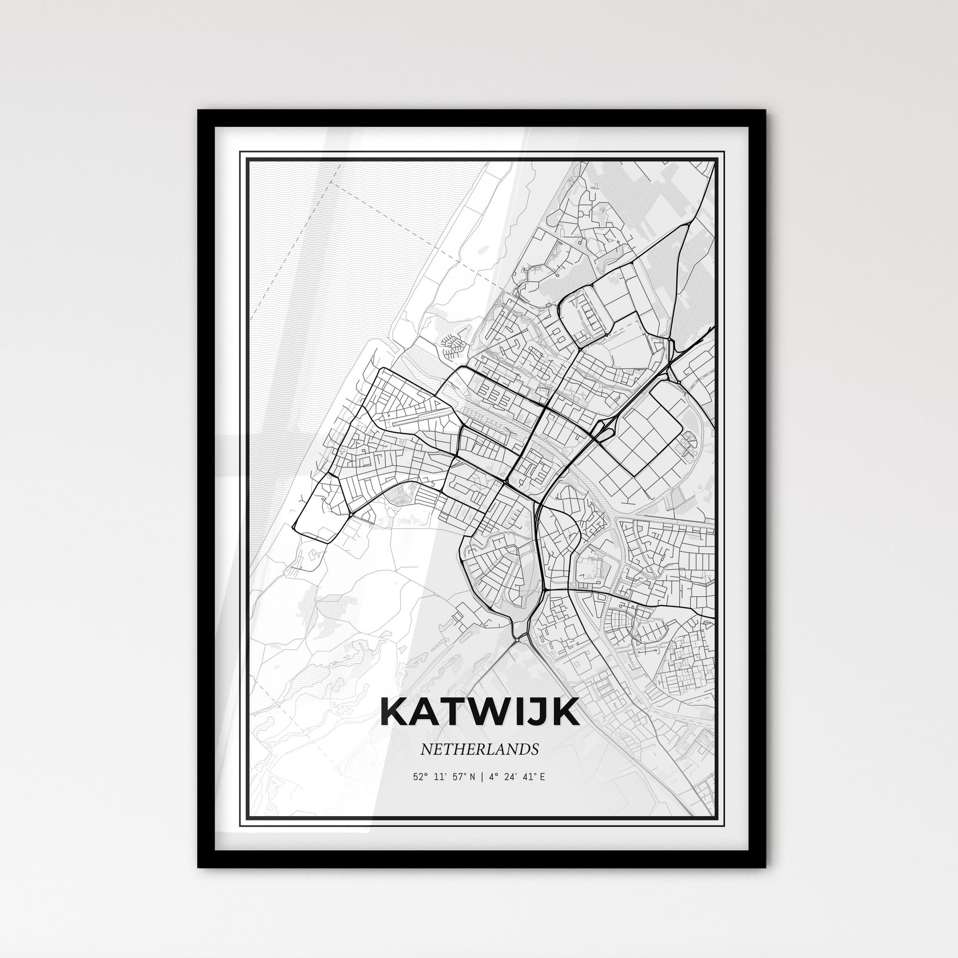  Katwijk Netherlands - Scandinavian Style City Map for Modern Home Decor