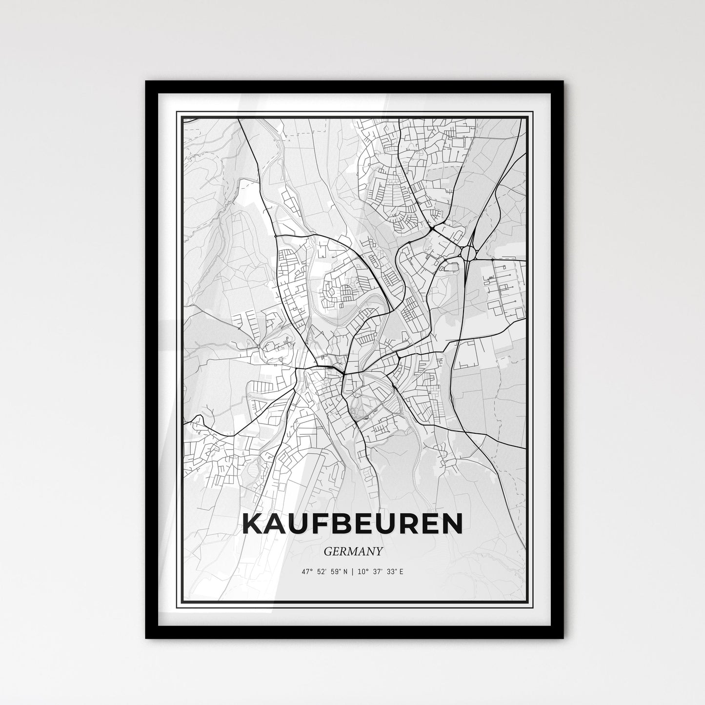 Kaufbeuren Germany - Scandinavian Style City Map for Modern Home Decor