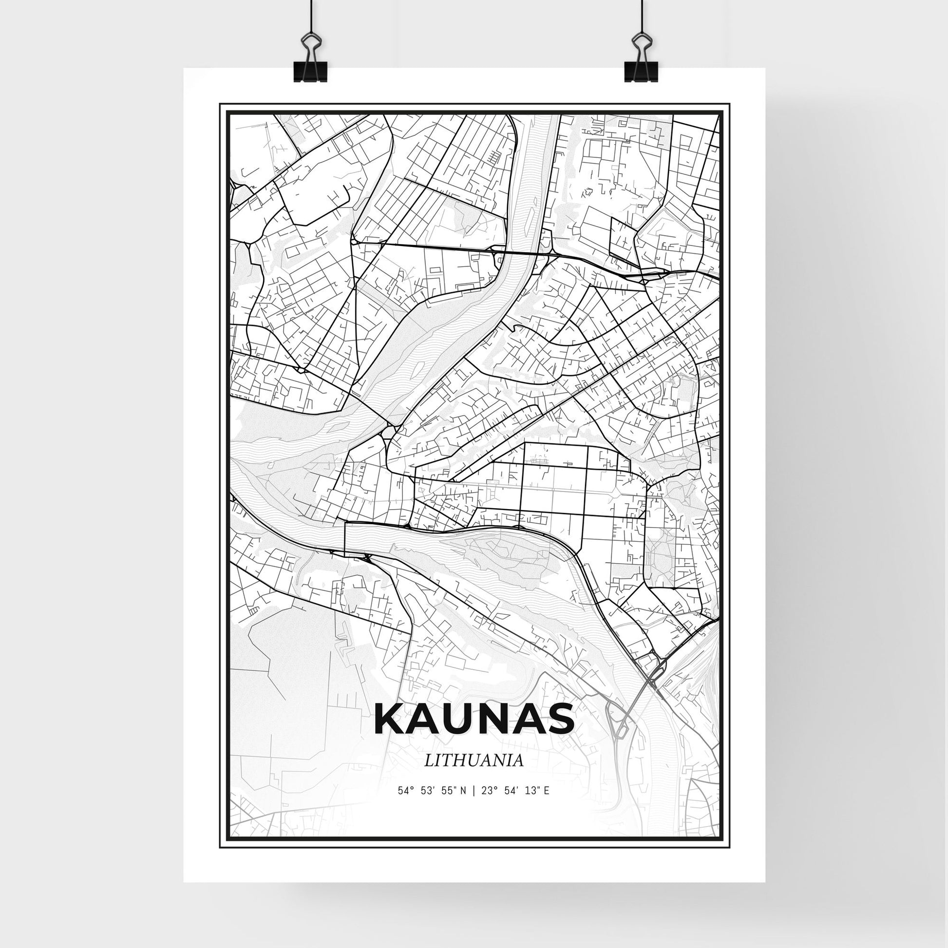 Kaunas Lithuania - Premium City Map Poster