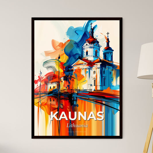 Vibrant Kaunas, Lithuania - A Painting Of A Building With Colorful Paint