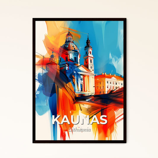 Vibrant Kaunas, Lithuania - A Painting Of A Building