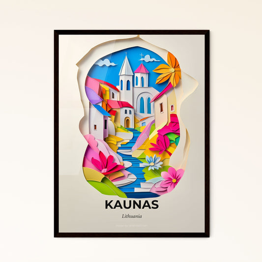 Vivid Kaunas, Lithuania - a paper cut of a church and a stream