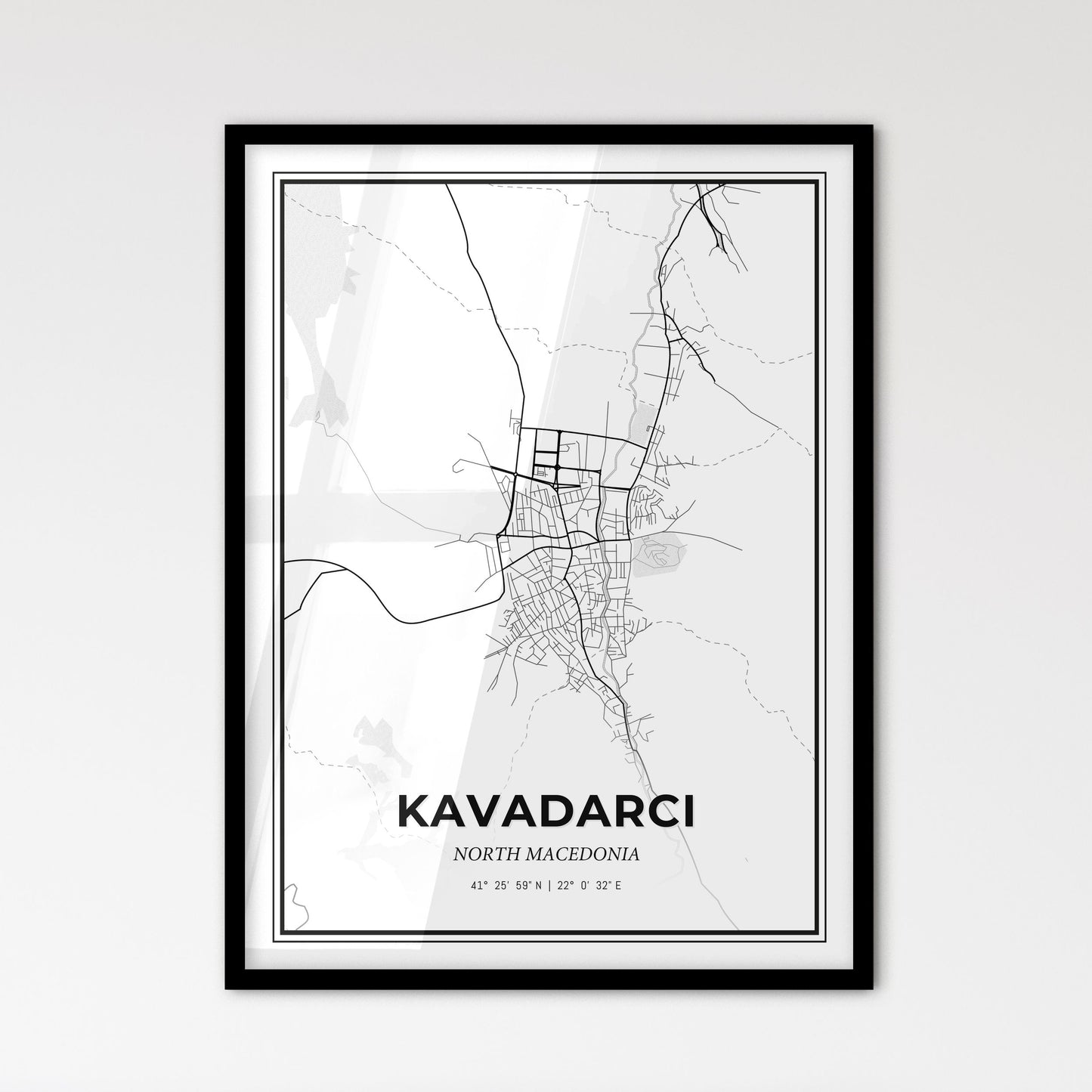 Kavadarci North Macedonia - Scandinavian Style City Map for Modern Home Decor