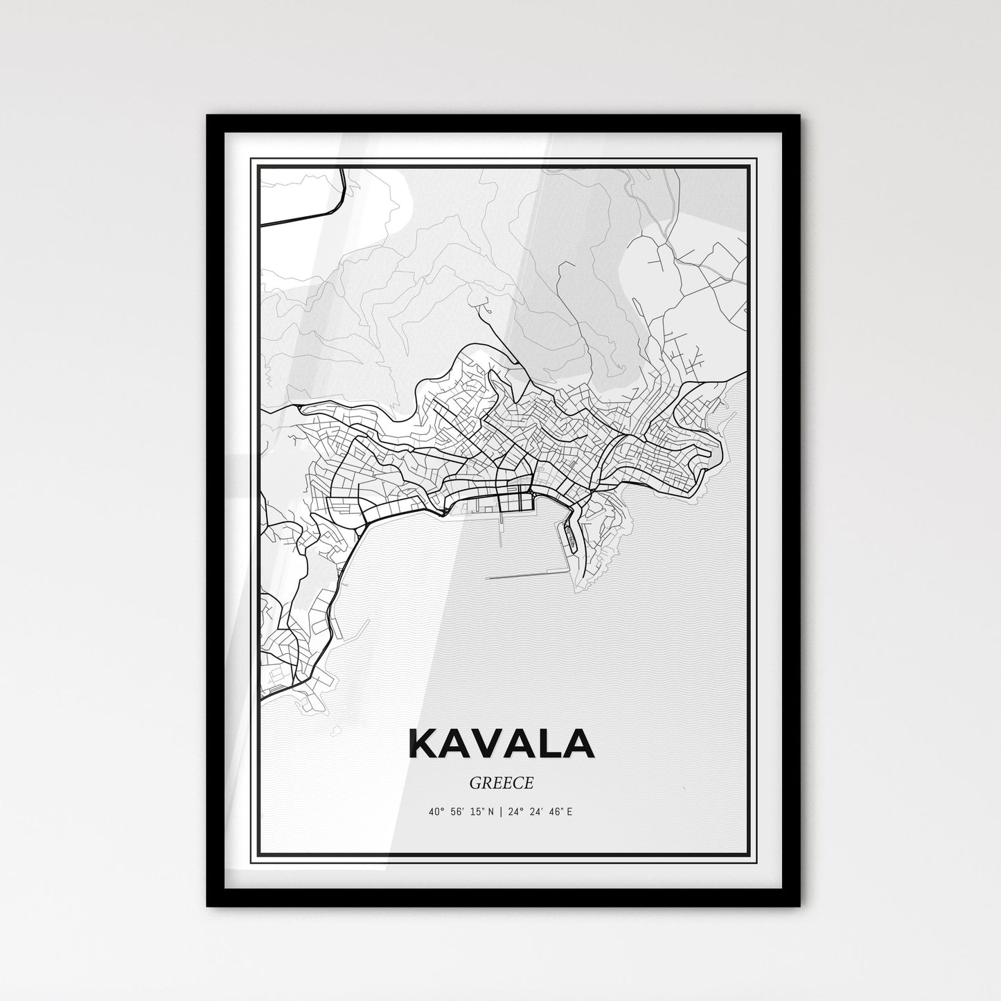 Kavala Greece - Scandinavian Style City Map for Modern Home Decor