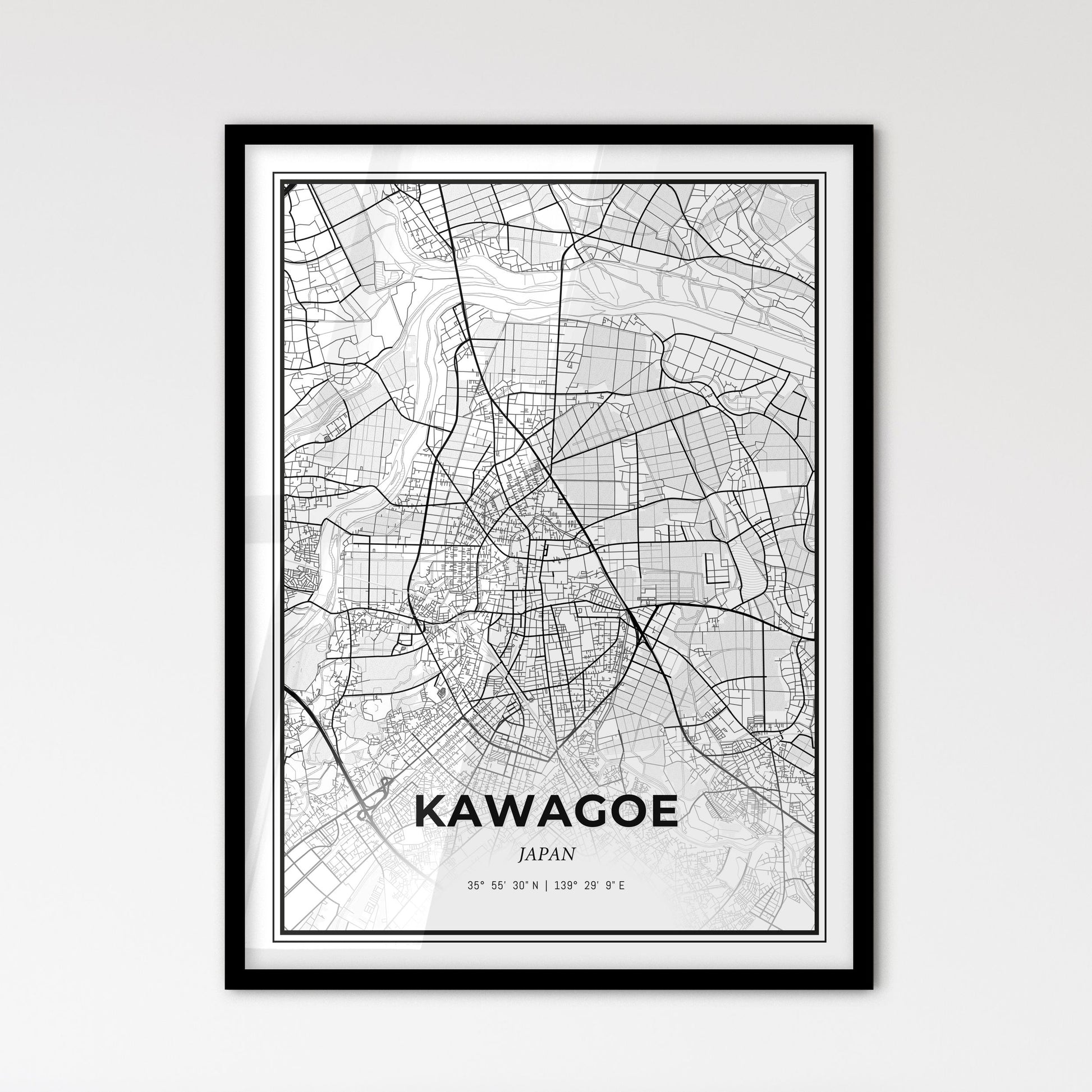 Kawagoe Japan - Scandinavian Style City Map for Modern Home Decor