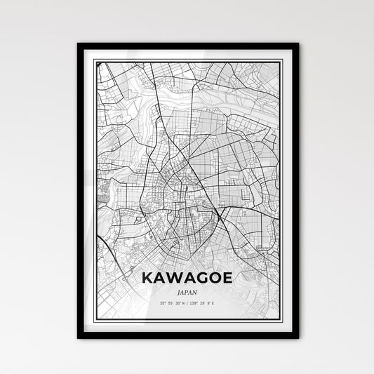 Kawagoe Japan - Scandinavian Style City Map for Modern Home Decor