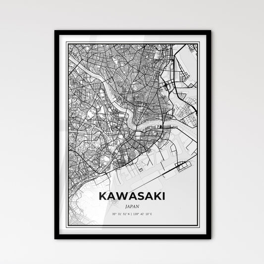 Kawasaki Japan - Scandinavian Style City Map for Modern Home Decor